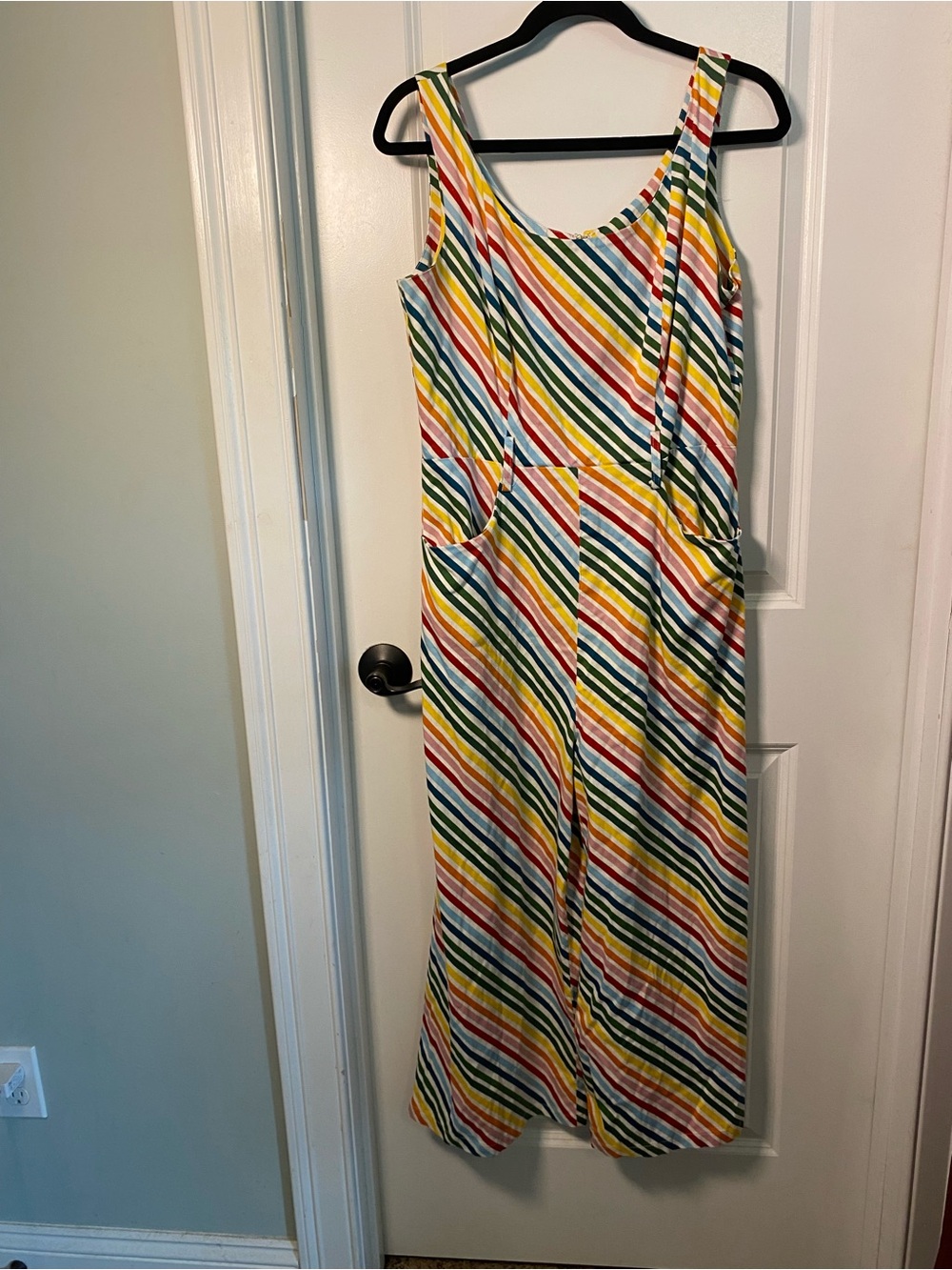 ModCloth x Collectif Multicolor Diagonal Stripe Jumpsuit